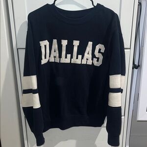 Dallas Women's Classic Black and White Crew Neck Sweater